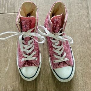 Sequin Pink High-Top Sneakers